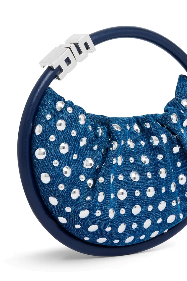 Women Mini Domino Bag In Denim And Studs Blue Studs Blue Sonia Rykiel Le Domino