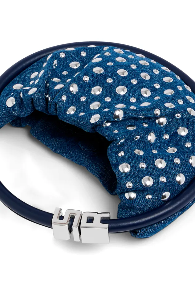 Women Mini Domino Bag In Denim And Studs Blue Studs Blue Sonia Rykiel Le Domino