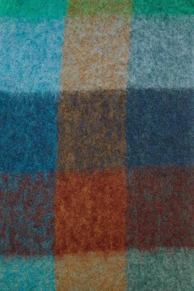 Women Mohair Checked Scarf Turquoisecamelblue Acne Studios Scarves