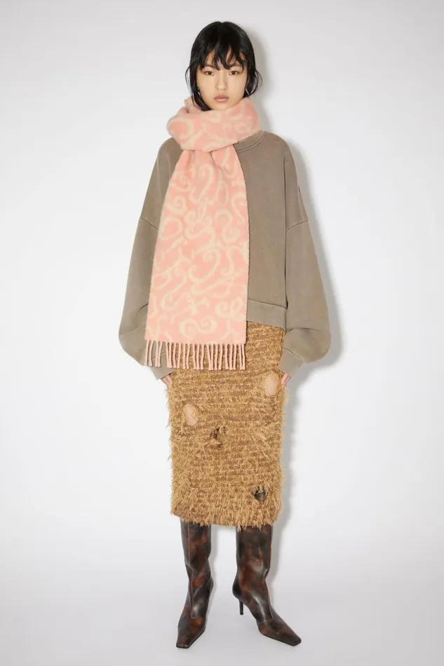 Women Monogram Jacquard Scarf Pinklight Pink Acne Studios Scarves
