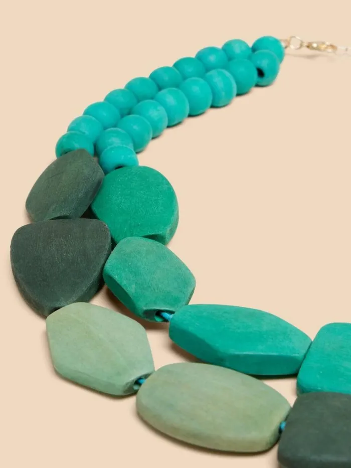 Women NECKLACES White Stuff Petunia Wood Necklace Blue Multi