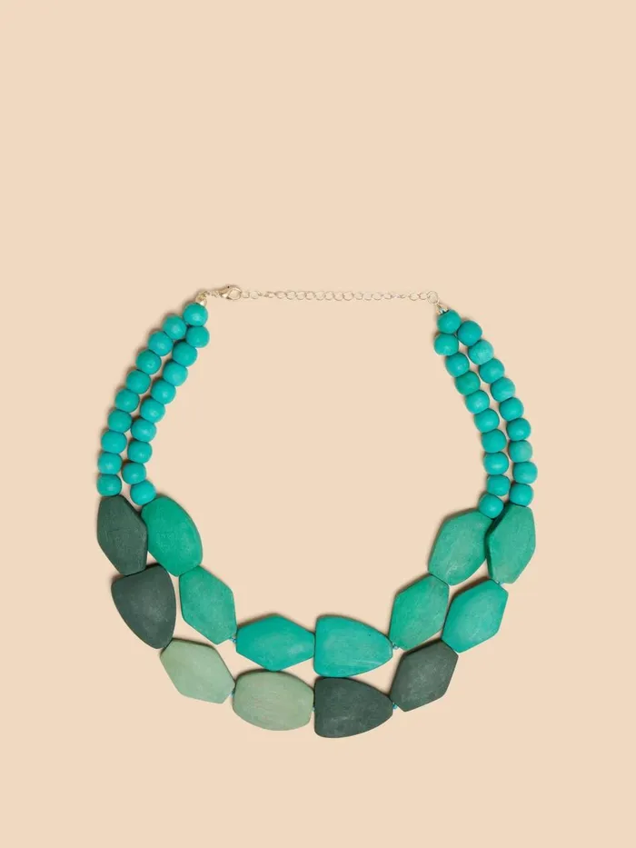 Women NECKLACES White Stuff Petunia Wood Necklace Blue Multi