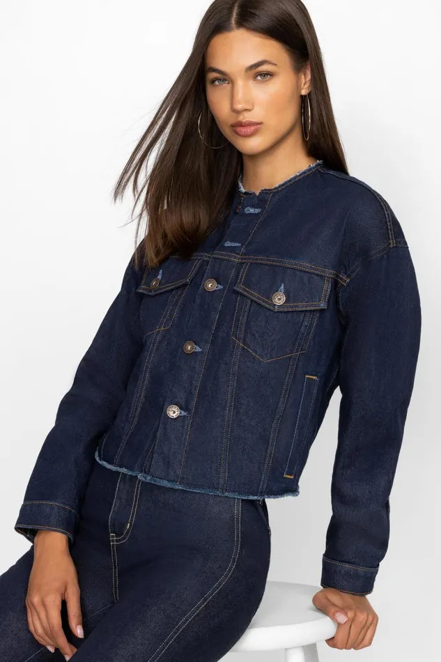 Women Outerwear Johnny Was JARDIN AMOUR DENIM JACKET Ultra Dark Wash