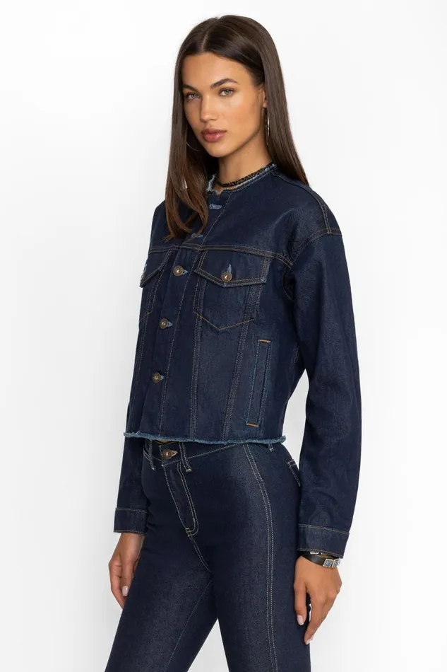 Women Outerwear Johnny Was JARDIN AMOUR DENIM JACKET Ultra Dark Wash