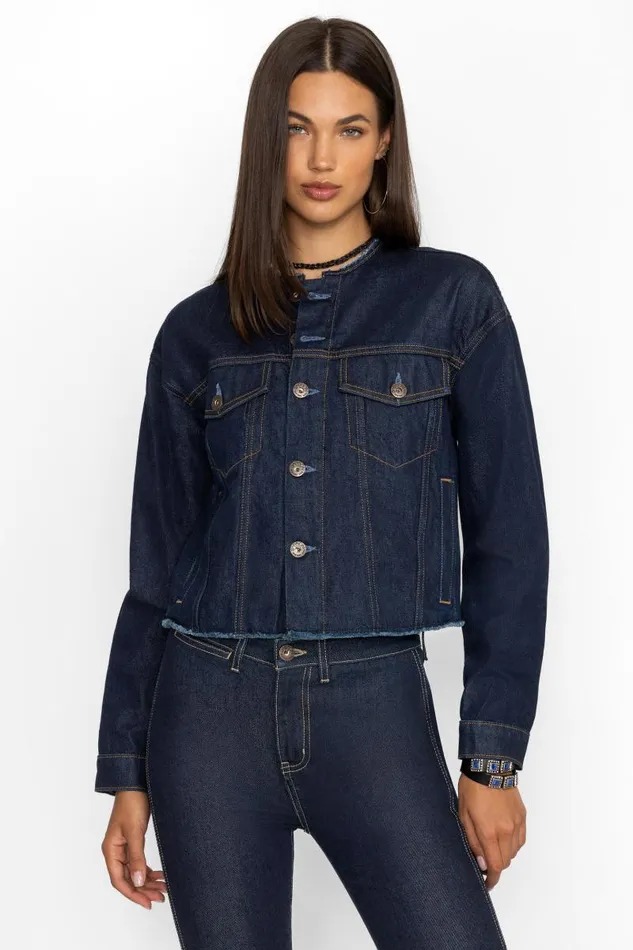 Women Outerwear Johnny Was JARDIN AMOUR DENIM JACKET Ultra Dark Wash