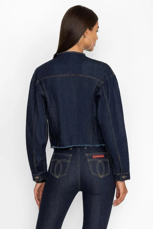 Women Outerwear Johnny Was JARDIN AMOUR DENIM JACKET Ultra Dark Wash