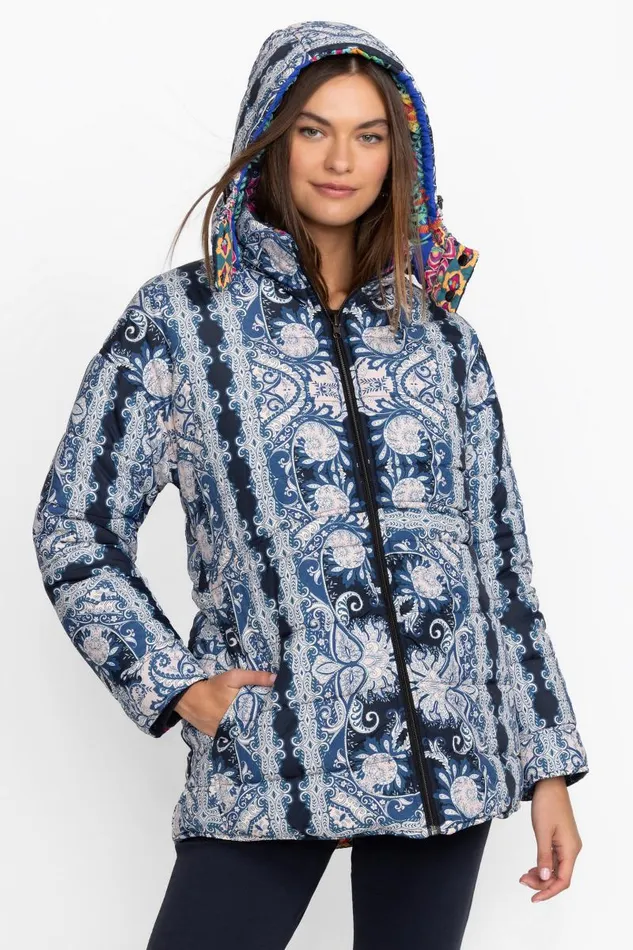 Women Outerwear Johnny Was MAURI PUFFER JACKET Darnahta Scarf Print Women Outerwear Johnny Was MAURI PUFFER JACKET Darnahta Scarf Print