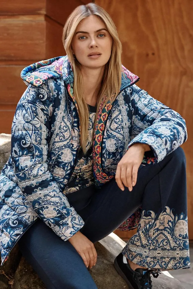 Women Outerwear Johnny Was MAURI PUFFER JACKET Darnahta Scarf Print Women Outerwear Johnny Was MAURI PUFFER JACKET Darnahta Scarf Print