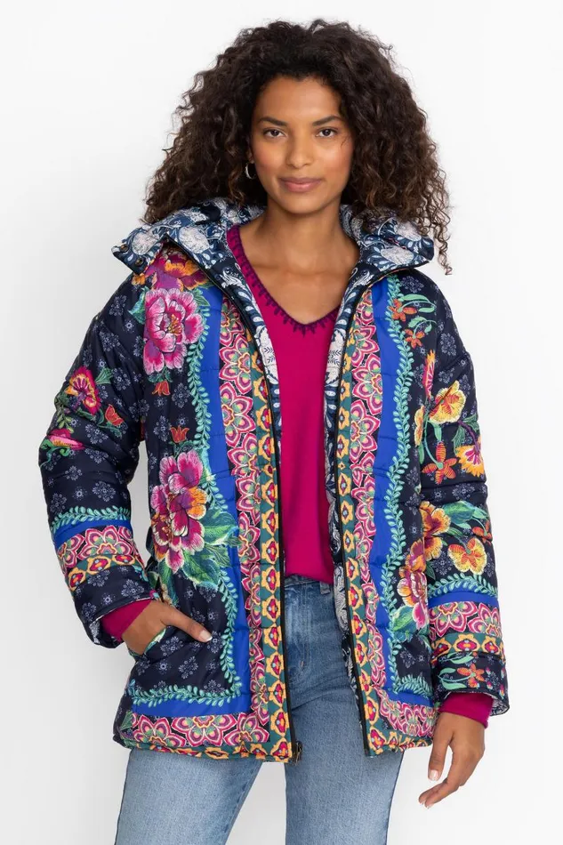Women Outerwear Johnny Was MAURI PUFFER JACKET Darnahta Scarf Print Women Outerwear Johnny Was MAURI PUFFER JACKET Darnahta Scarf Print