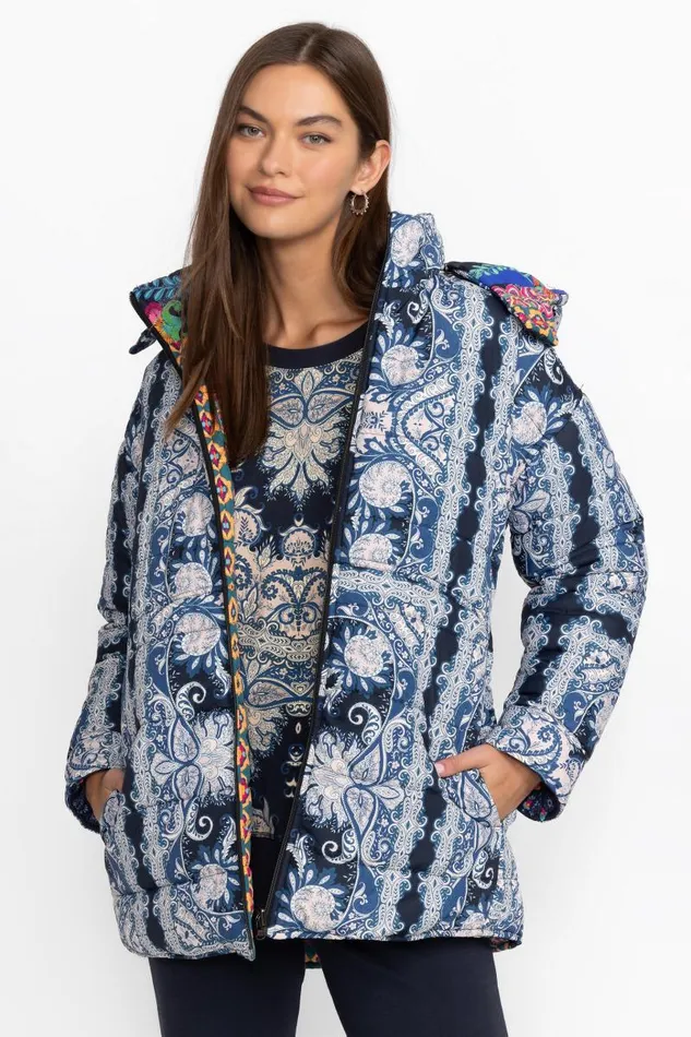 Women Outerwear Johnny Was MAURI PUFFER JACKET Darnahta Scarf Print Women Outerwear Johnny Was MAURI PUFFER JACKET Darnahta Scarf Print