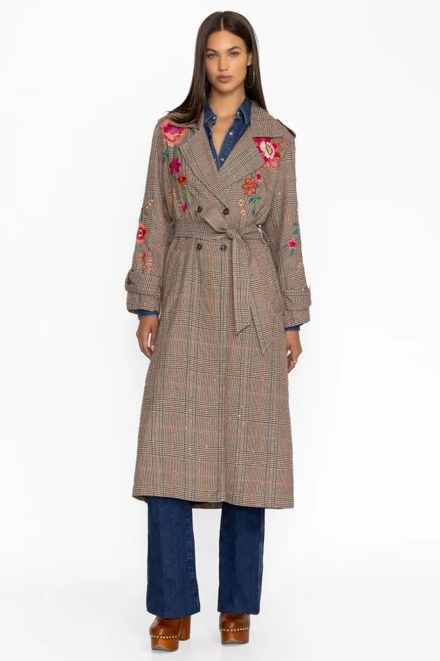 Women Outerwear Johnny Was TRENCH COAT Malinda Plaid