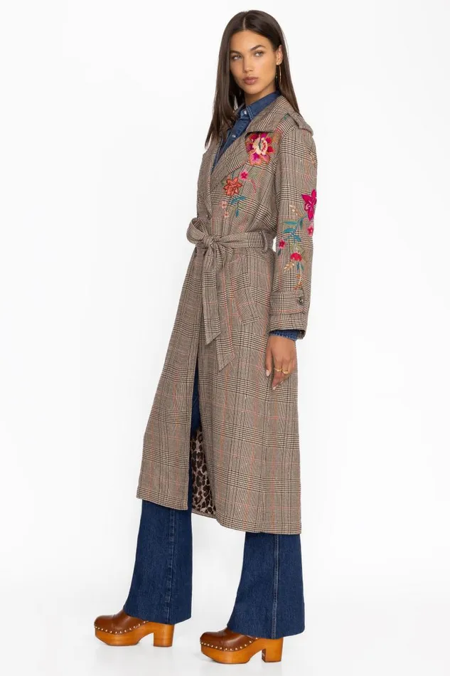 Women Outerwear Johnny Was TRENCH COAT Malinda Plaid