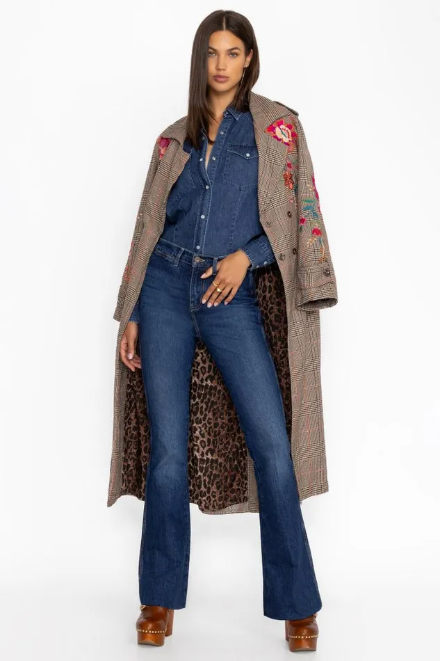 Women Outerwear Johnny Was TRENCH COAT Malinda Plaid