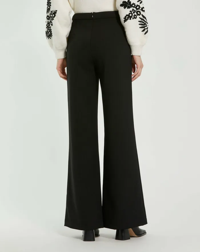 Women Pants Mac Duggal Classic Crepe Wide Leg High Waisted Trouser Pant 8211 FINAL SALE Black