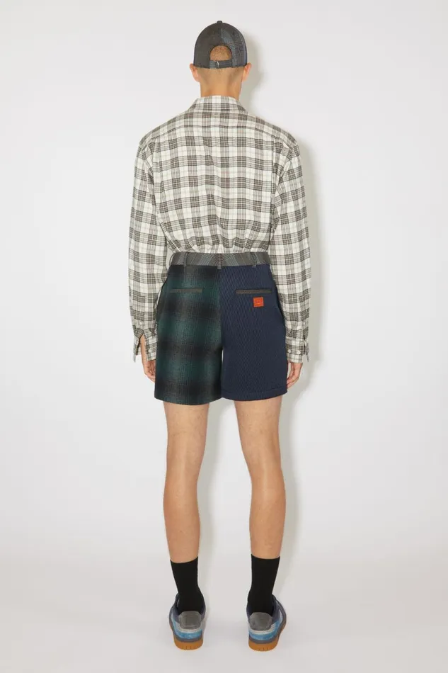 Women Patchwork Shorts Bluegreen Acne Studios Shorts