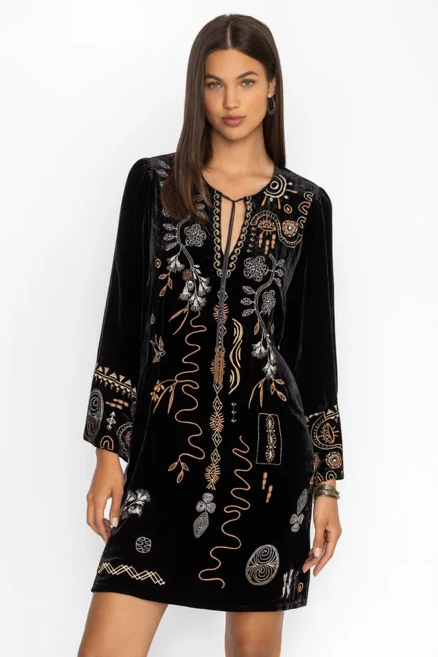 Women Petites Johnny Was KIMONO SLEEVE RELAXED DRESS Black