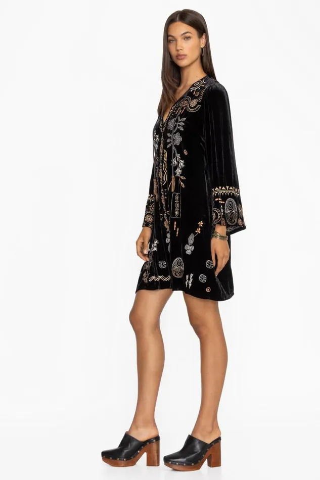 Women Petites Johnny Was KIMONO SLEEVE RELAXED DRESS Black
