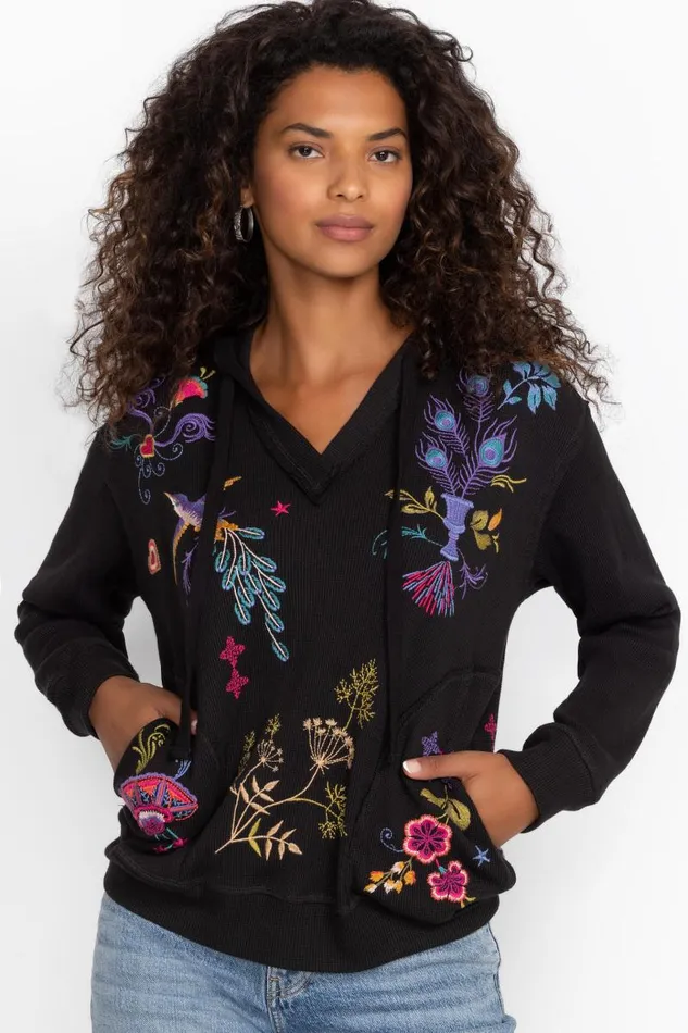Women Petites Johnny Was RELAXED THERMAL HOODIE Black Women Petites Johnny Was RELAXED THERMAL HOODIE Black