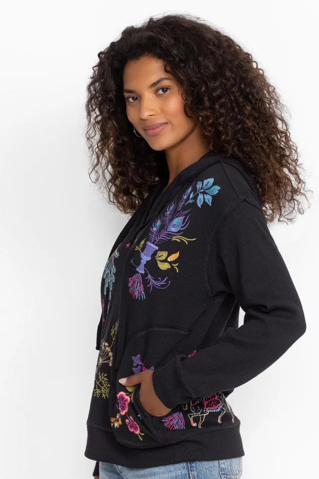 Women Petites Johnny Was RELAXED THERMAL HOODIE Black Women Petites Johnny Was RELAXED THERMAL HOODIE Black