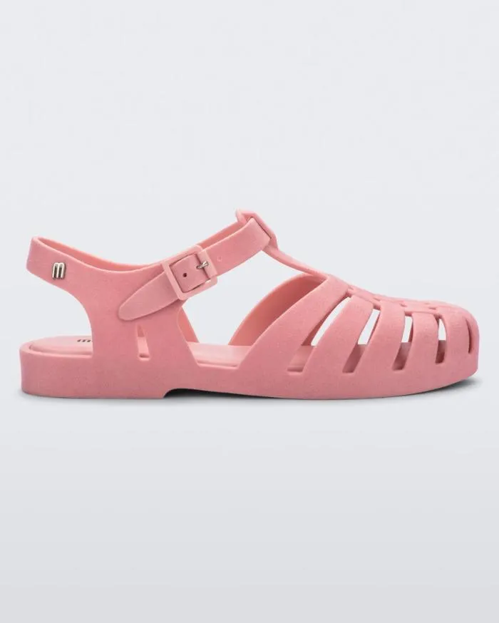 Women Possession Velvet Pink Flocked Melissa Sandals