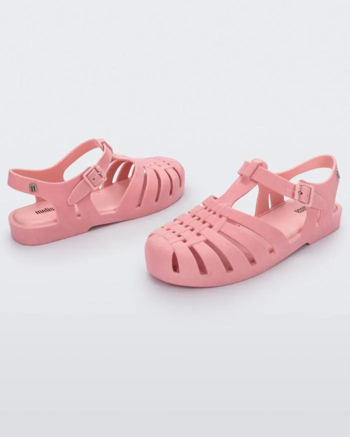 Women Possession Velvet Pink Flocked Melissa Sandals