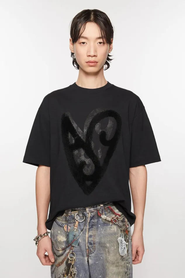 Women Printed Tshirt Black Acne Studios Tshirts