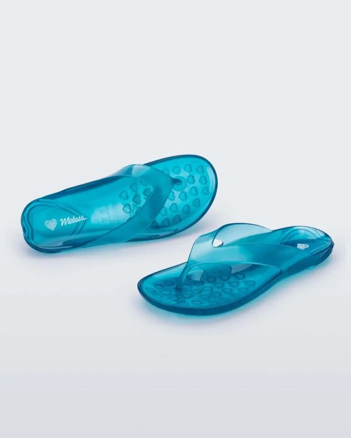 Women Real Jelly Flip Flop Clear Blue Melissa Flip Flops