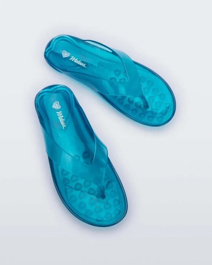 Women Real Jelly Flip Flop Clear Blue Melissa Flip Flops