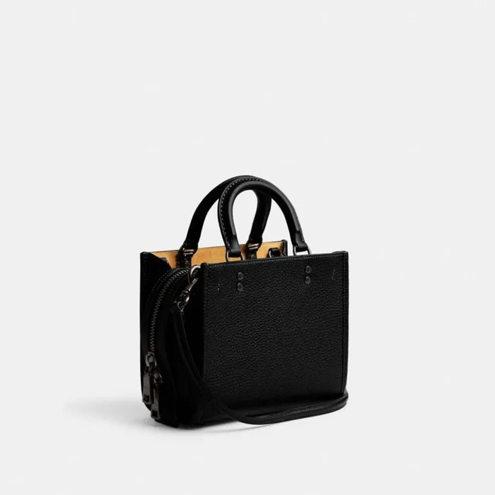 Women Rogue 20 In Colorblock Regenerative Leather Pewterblack Coach Satchels and Top Handles