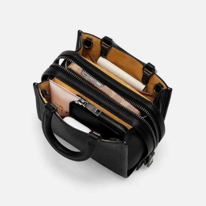 Women Rogue 20 In Colorblock Regenerative Leather Pewterblack Coach Satchels and Top Handles