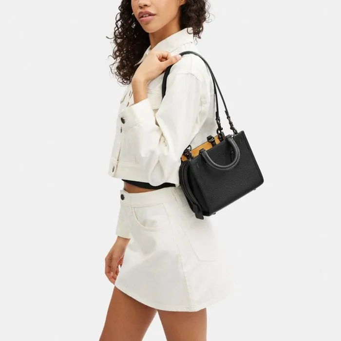 Women Rogue 20 In Colorblock Regenerative Leather Pewterblack Coach Satchels and Top Handles