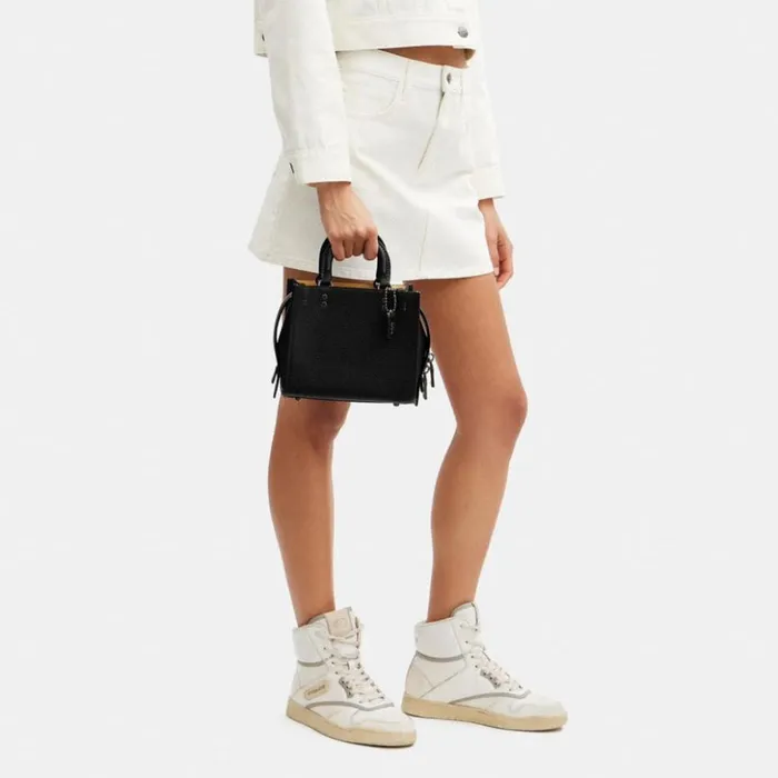 Women Rogue 20 In Colorblock Regenerative Leather Pewterblack Coach Satchels and Top Handles
