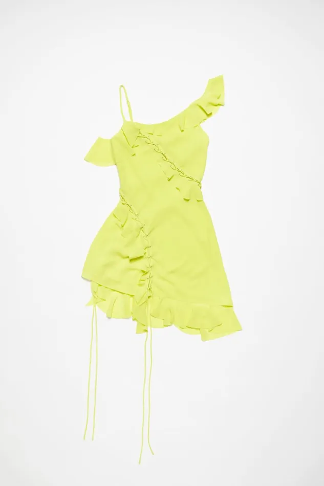 Women Ruffle Strap Dress Acid Yellow Acne Studios Dresses