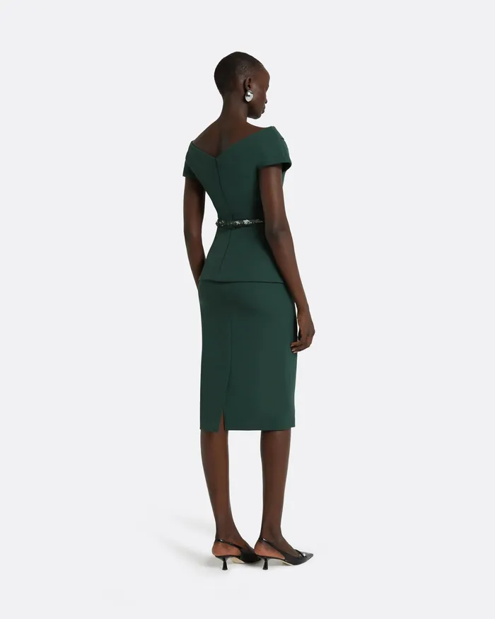 Women Safiyaa Aliye Darkest Spruce Top With Embroidered Belt Darkest Spruce Tops