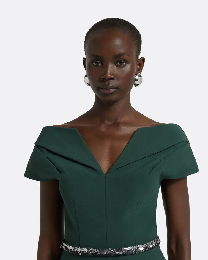 Women Safiyaa Aliye Darkest Spruce Top With Embroidered Belt Darkest Spruce Tops