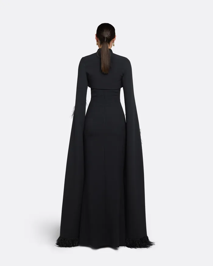 Women Safiyaa Amari Black FeatherTrimmed Bolero and Soshin Dress Black Dresses