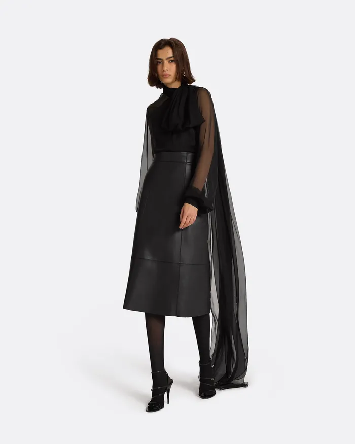 Women Safiyaa Mathilde Black Vegan Leather Skirt Black Skirts
