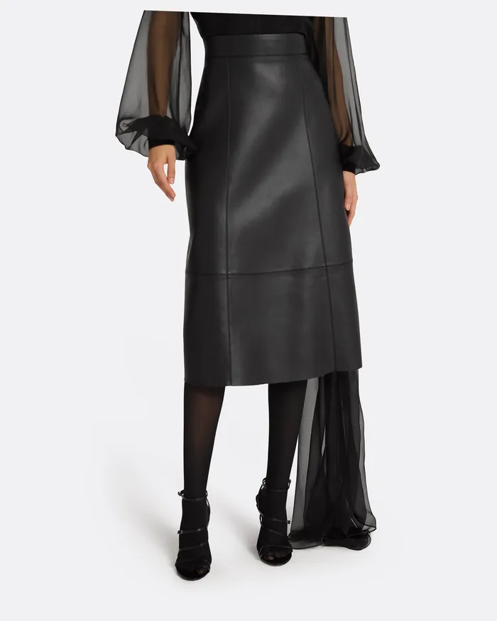 Women Safiyaa Mathilde Black Vegan Leather Skirt Black Skirts