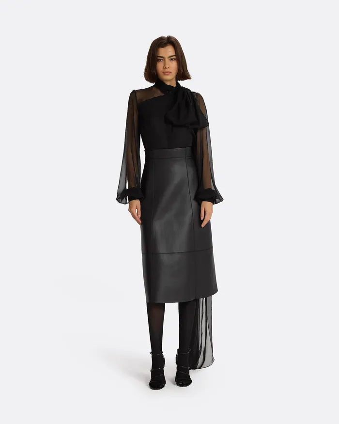 Women Safiyaa Mathilde Black Vegan Leather Skirt Black Skirts