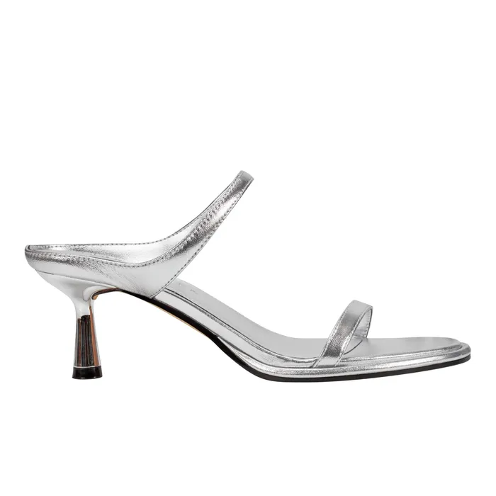 Women Sandals Marc Fisher Alonde Heeled Slide Sandal Silver