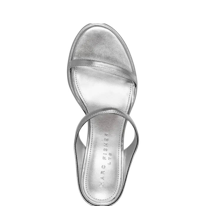 Women Sandals Marc Fisher Alonde Heeled Slide Sandal Silver