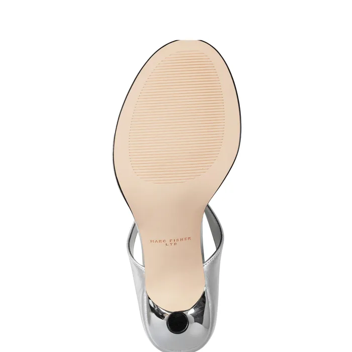 Women Sandals Marc Fisher Alonde Heeled Slide Sandal Silver