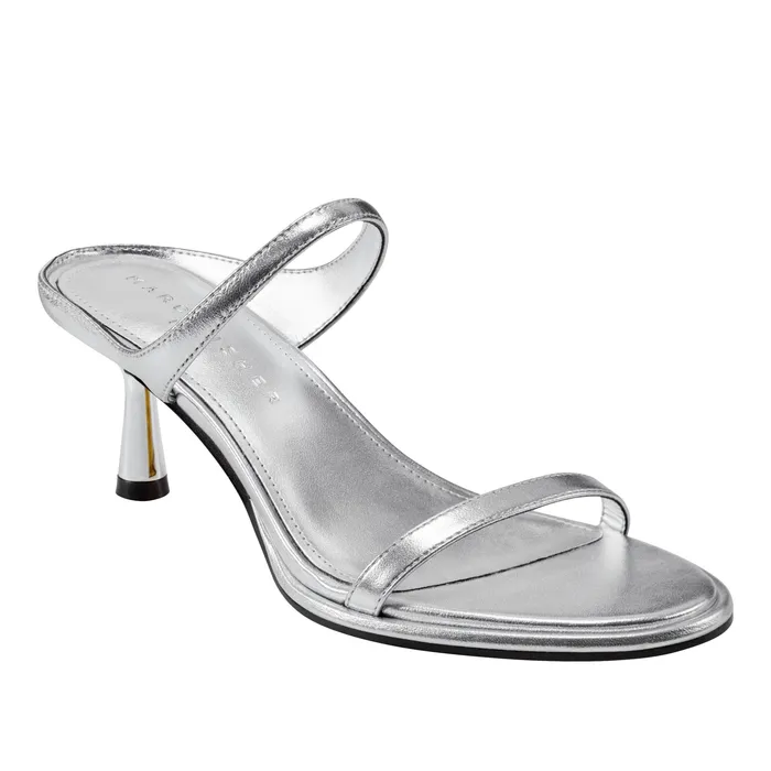 Women Sandals Marc Fisher Alonde Heeled Slide Sandal Silver