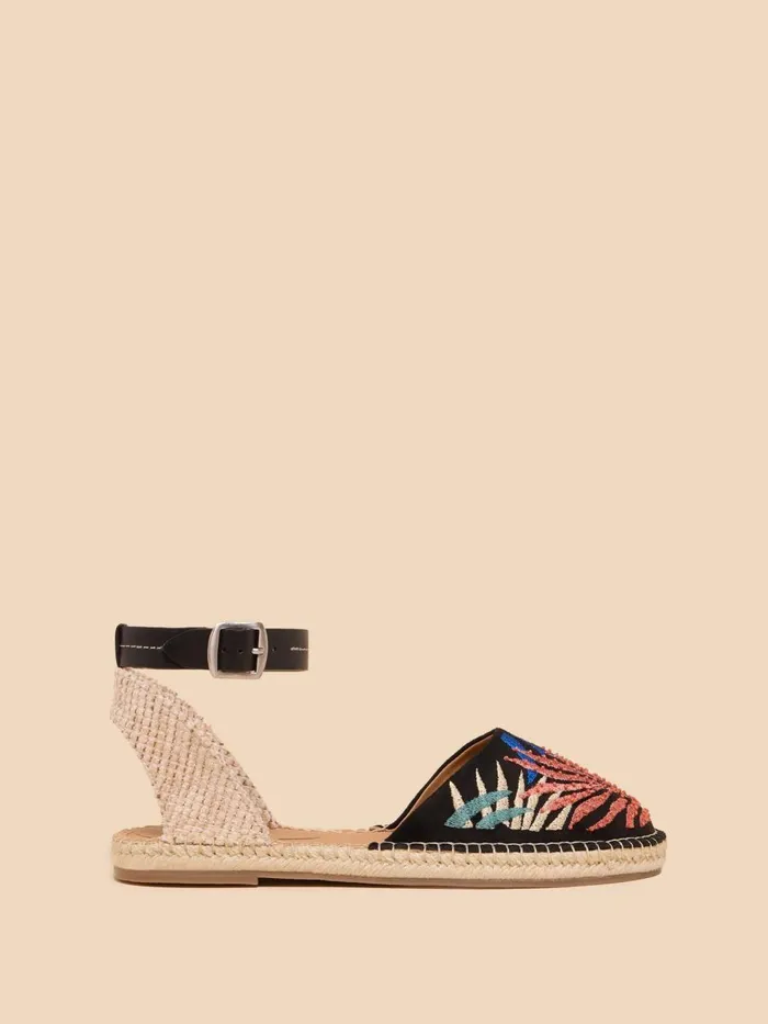 Women SANDALS White Stuff Honeysuckle Leaf Espadrille Black Multi Women SANDALS White Stuff Honeysuckle Leaf Espadrille Black Multi