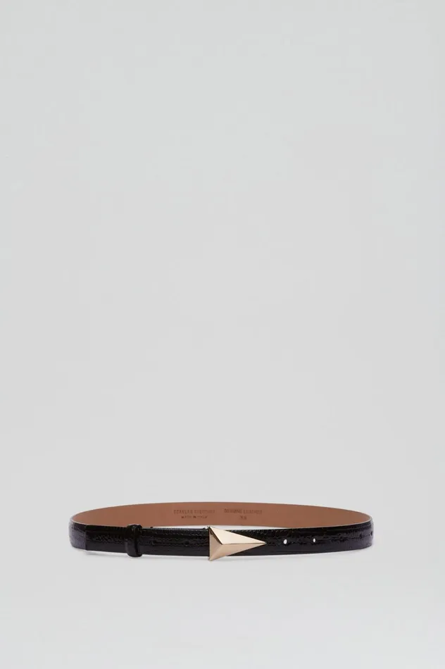Women Scanlan Theodore Belts EMBOSSED TRIANGLE TRIM BELT 2 Black Women Scanlan Theodore Belts EMBOSSED TRIANGLE TRIM BELT 2 Black