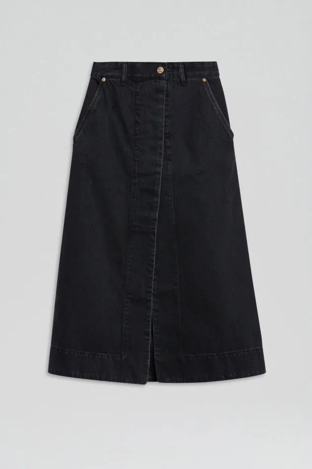 Women Scanlan Theodore Denim DENIM SKIRT Washedblack Women Scanlan Theodore Denim DENIM SKIRT Washedblack