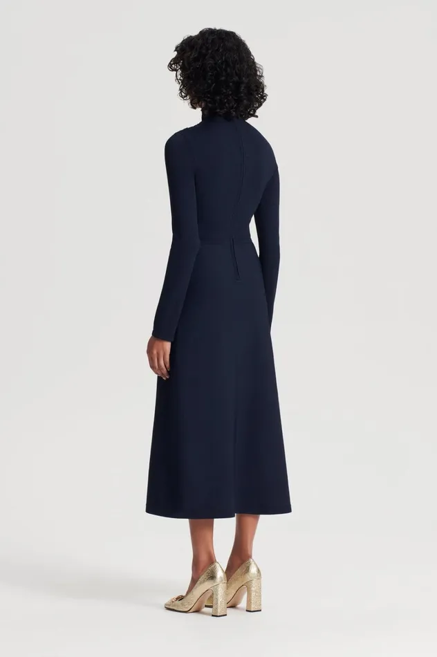 Women Scanlan Theodore Dresses CREPE KNIT DAISY DRESS Navy
