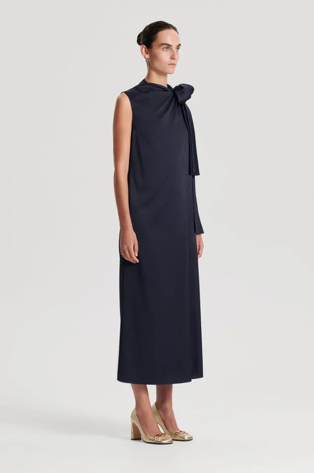 Women Scanlan Theodore Dresses SILK CRAVAT DRESS Navy