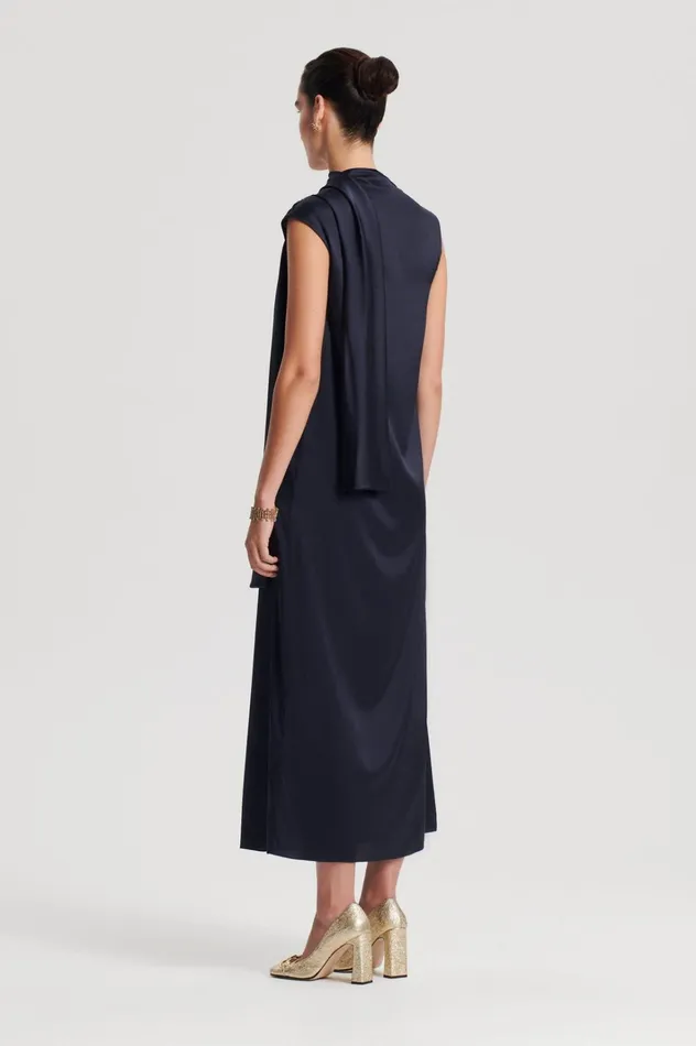Women Scanlan Theodore Dresses SILK CRAVAT DRESS Navy