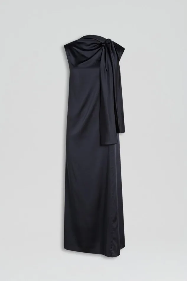 Women Scanlan Theodore Dresses SILK CRAVAT DRESS Navy